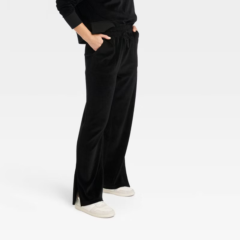 Women's Mid-Rise Velour Wide Leg Pants - JoyLab™ | Target
