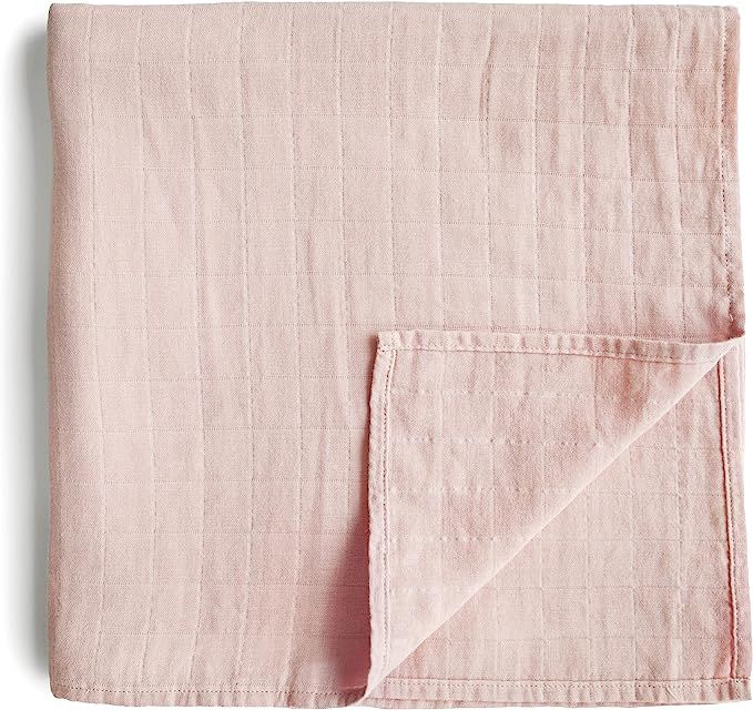 mushie Muslin Baby Swaddle Blanket | 100% Organic Cotton (Rose Vanilla) | Amazon (US)