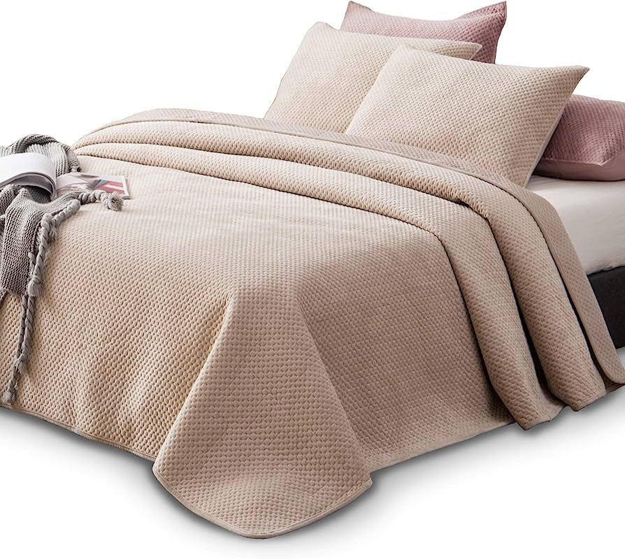 KASENTEX Plush Poly-Velvet Lavish Design Quilt Set with Brushed Microfiber - Luxurious Bedding So... | Amazon (US)