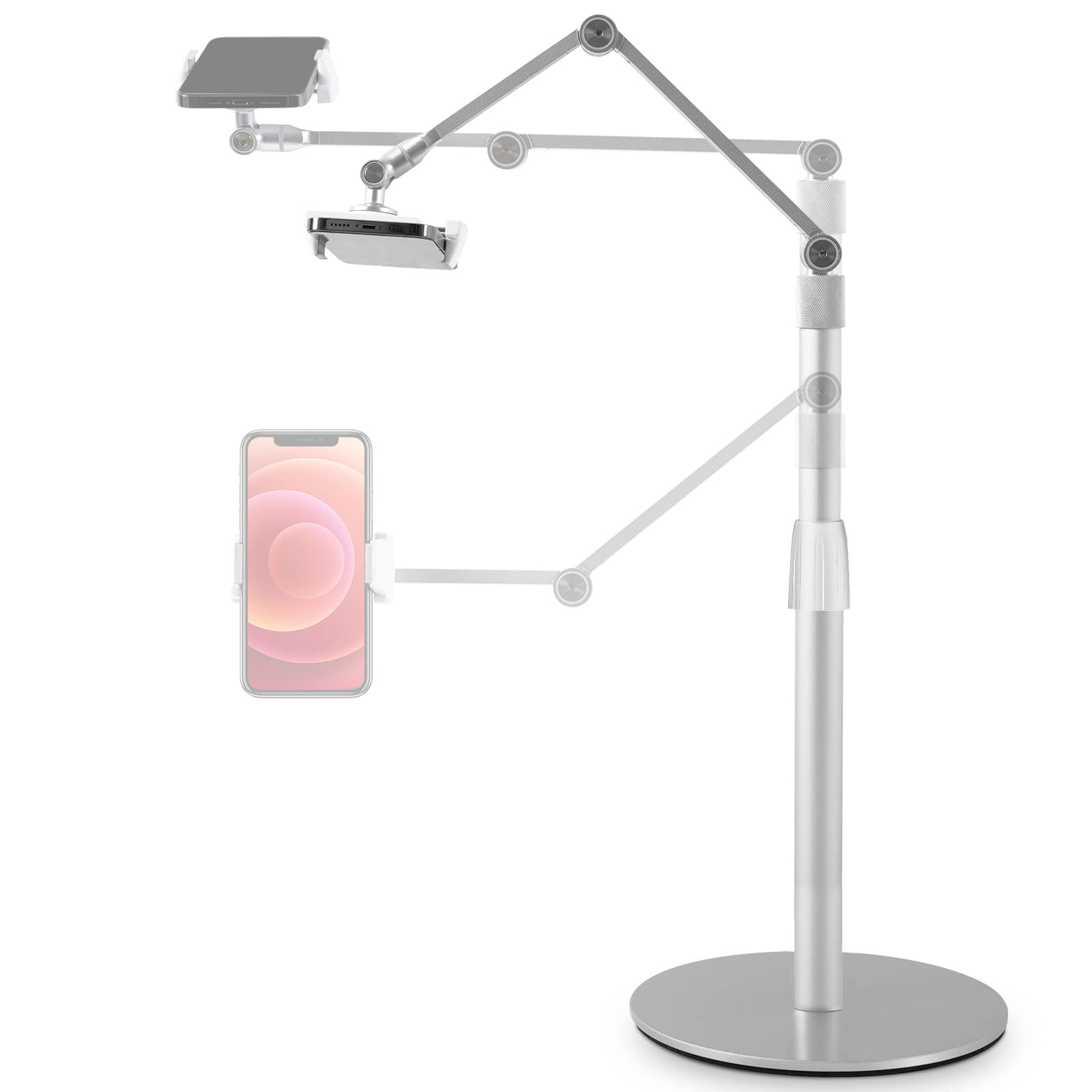 Viozon Tablet Phone Overhead Stand, Height & 360 Degree Angle Adjustable, Aluminum Desktop Stand,... | Amazon (US)
