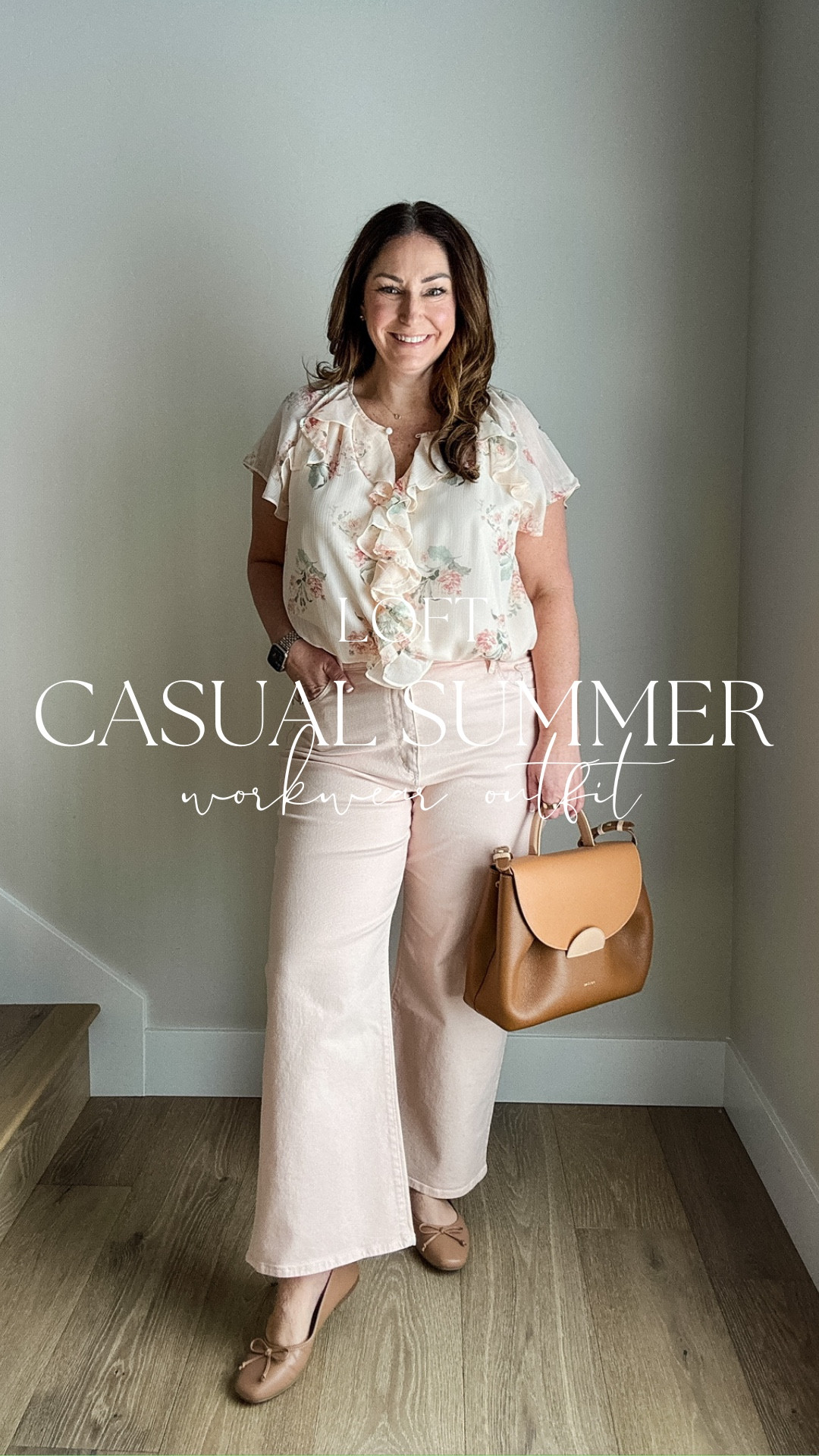 Spring Floral Workwear or Weekend Outfit Pink Jeans and Ruffle Blouse #loftsytle #summeroutfit #springworkwear // Blouse runs large, size down if in betweem wearing L and Jeans tts, 32

#LTKMidsize #LTKOver40 #LTKSaleAlert