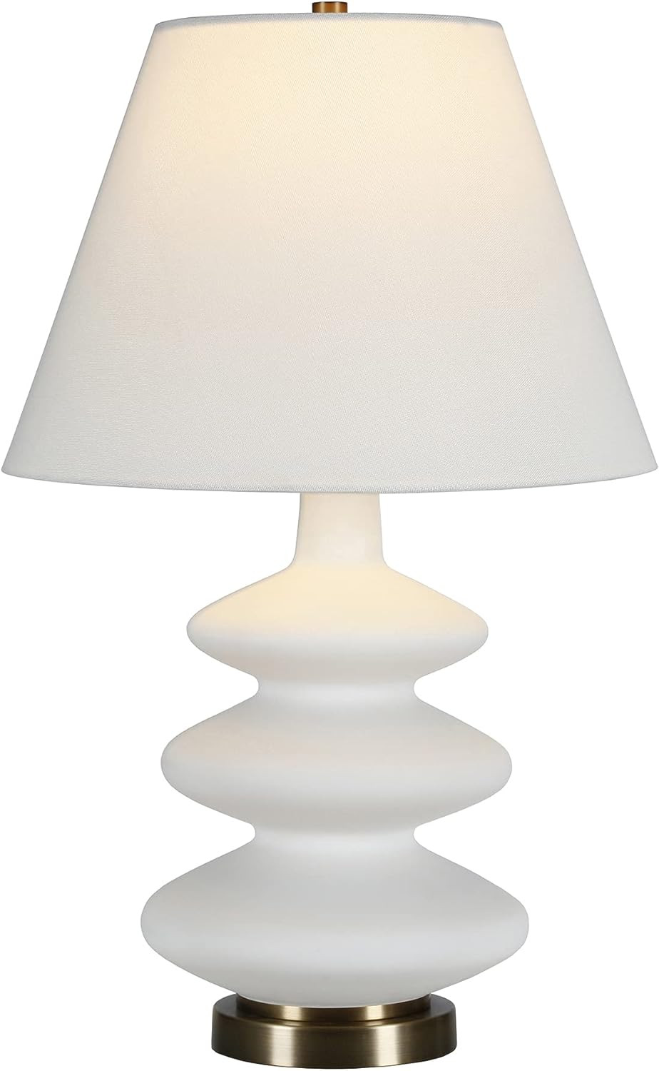 Carleta 26.5" Tall Triple Gourd Table Lamp with Fabric Shade in White/White | Amazon (US)