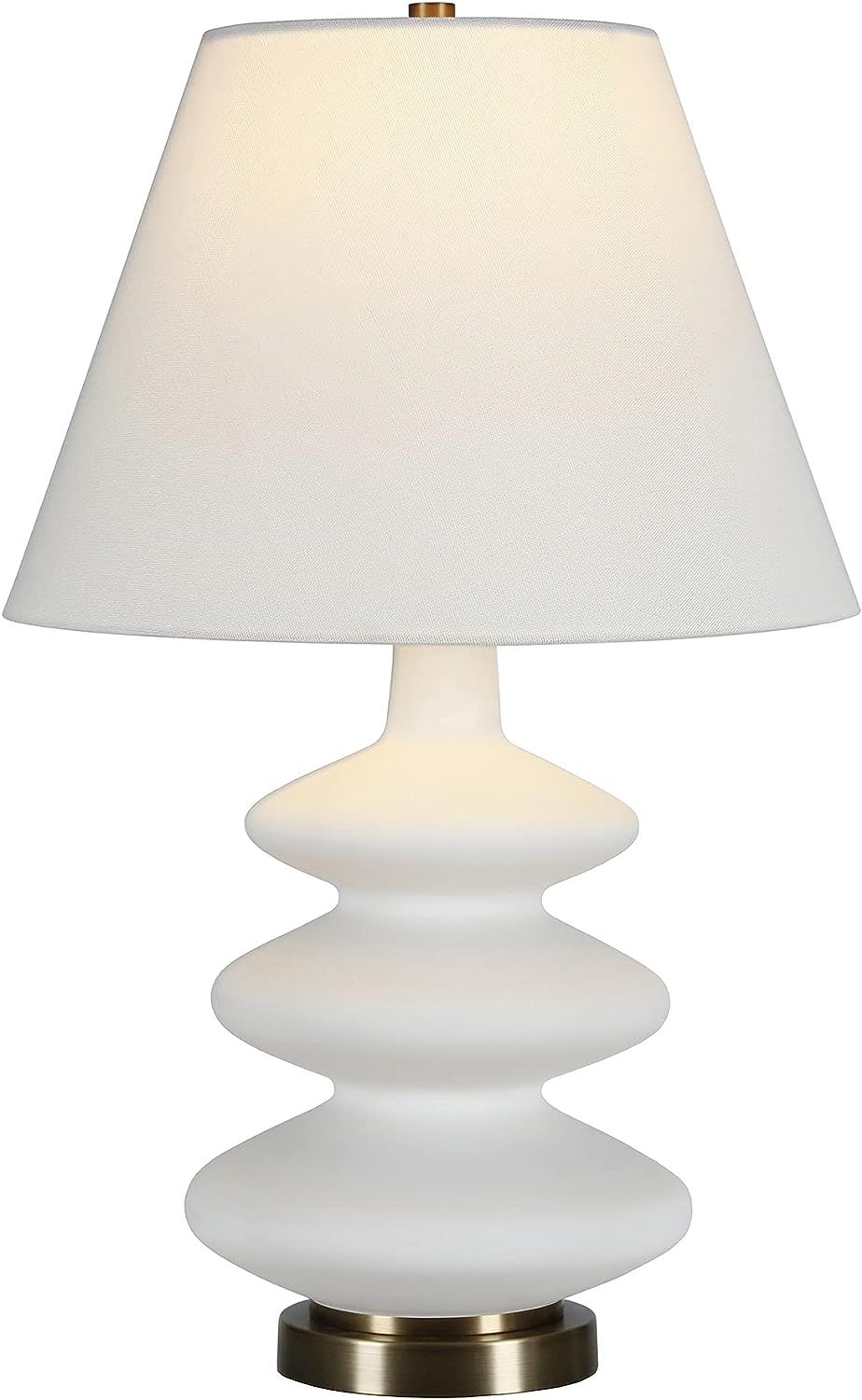 Carleta 26.5" Tall Triple Gourd Table Lamp with Fabric Shade in White/White | Amazon (US)