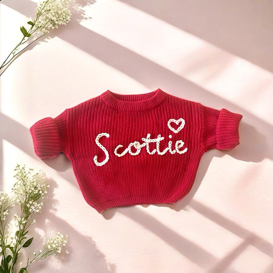 Hand-knitted Valentine Baby Sweatervalentine Baby Outfitbaby Vday Heart Sweatshirtdaddy's Girl Ba... | Etsy (US)