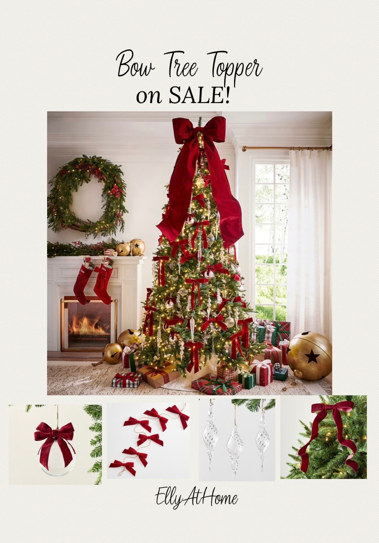Limited time sale! Best selling large bow tree topper! Shop more bows, ornaments, large bells, wreaths, garlands, Christmas tree and more Christmas, holiday decor. Pottery Barn 

#LTKSaleAlert #LTKHoliday #LTKHome