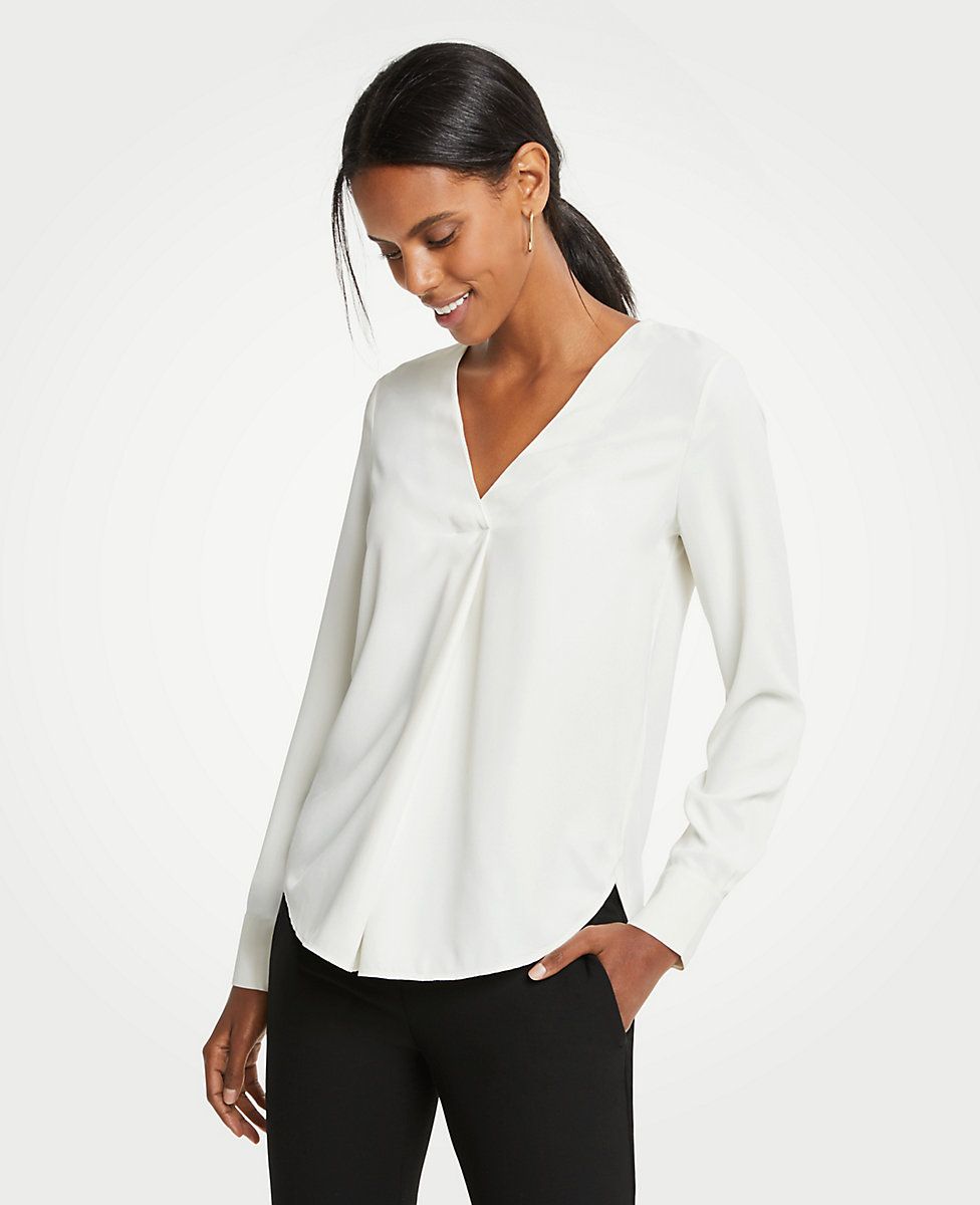 Mixed Media Pleat Front Top | Ann Taylor (US)