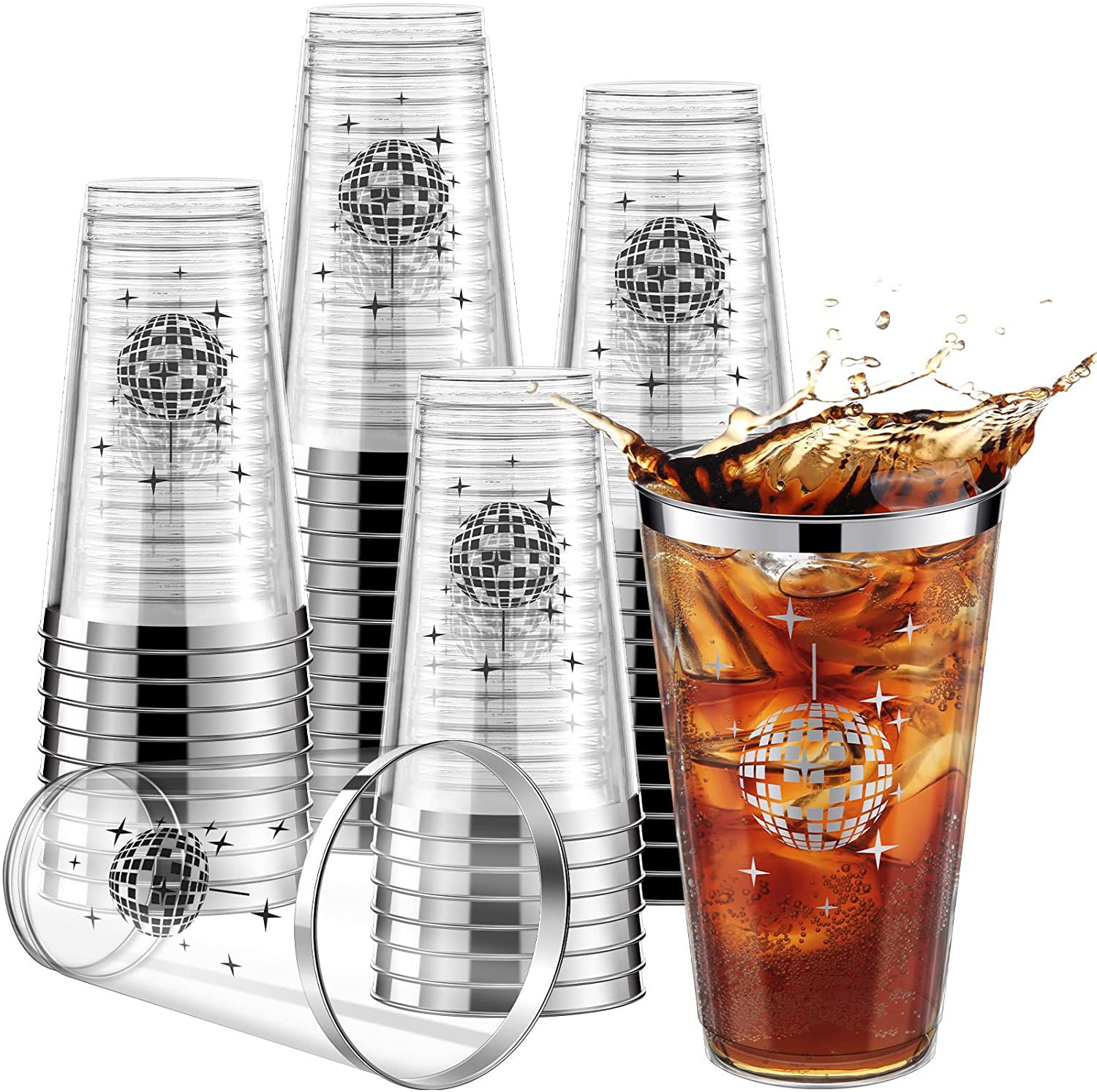 50 Pcs Disco Party Supplies Disco Ball Disposable Plastic Cup 70s 80s 90s Party Plastic Cups Hot ... | Amazon (US)