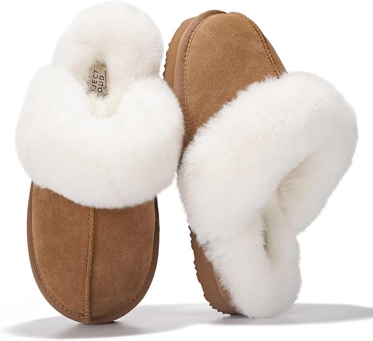Project Cloud 100% Genuine Leather Slippers for Women Footwear with Genuine Fur Lining Womens Clo... | Amazon (US)