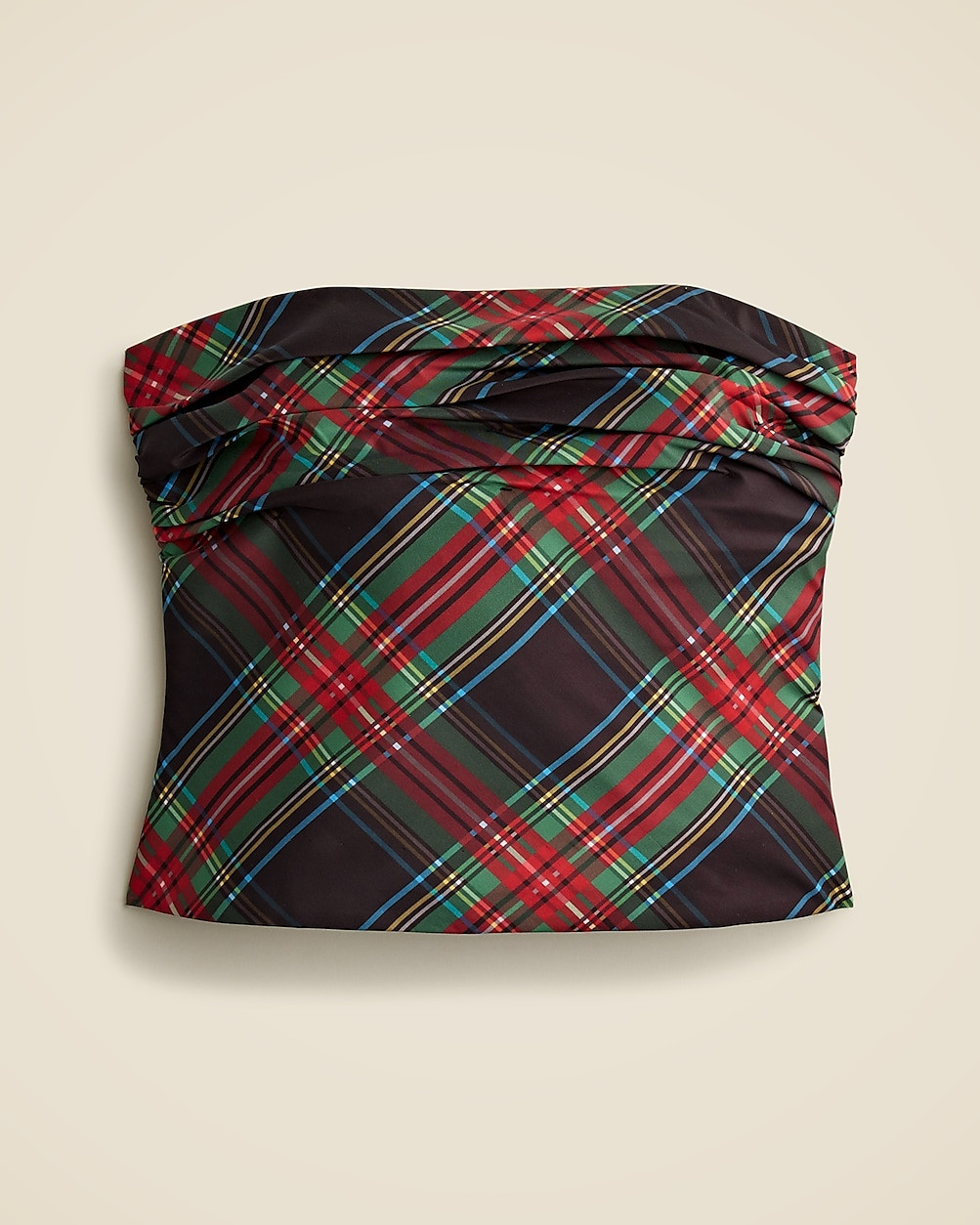Collection ruched strapless top in Stewart tartan stretch taffeta | J. Crew US