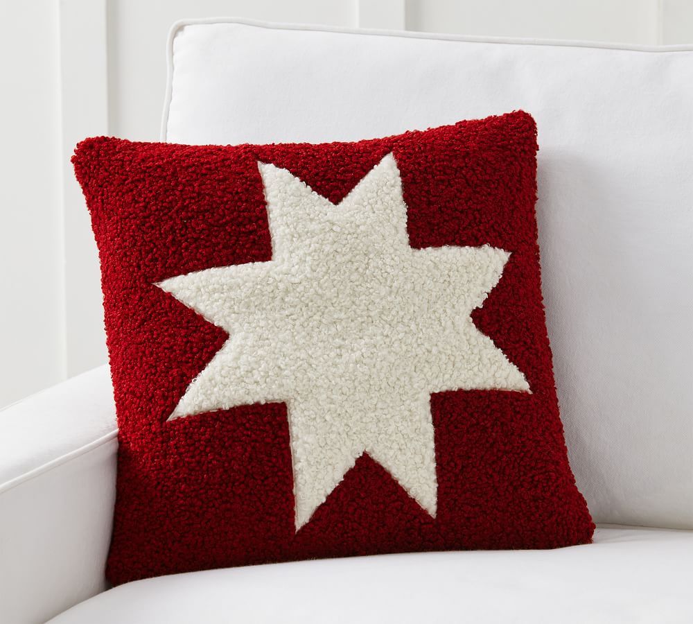 Cozy Teddy Faux Fur Barn Star Pillow Cover | Pottery Barn (US)