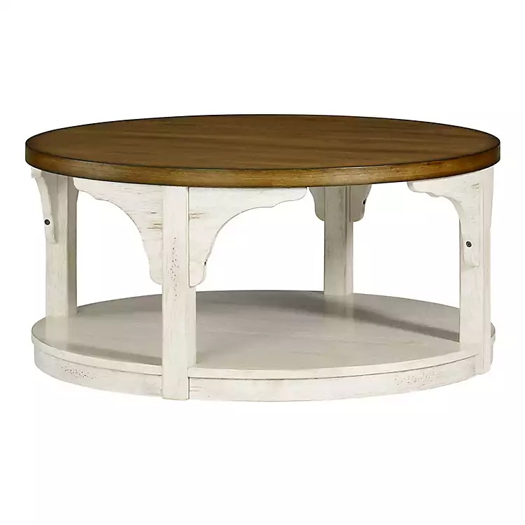 Mary White and Natural Wooden Round Coffee Table | Kirkland's Home