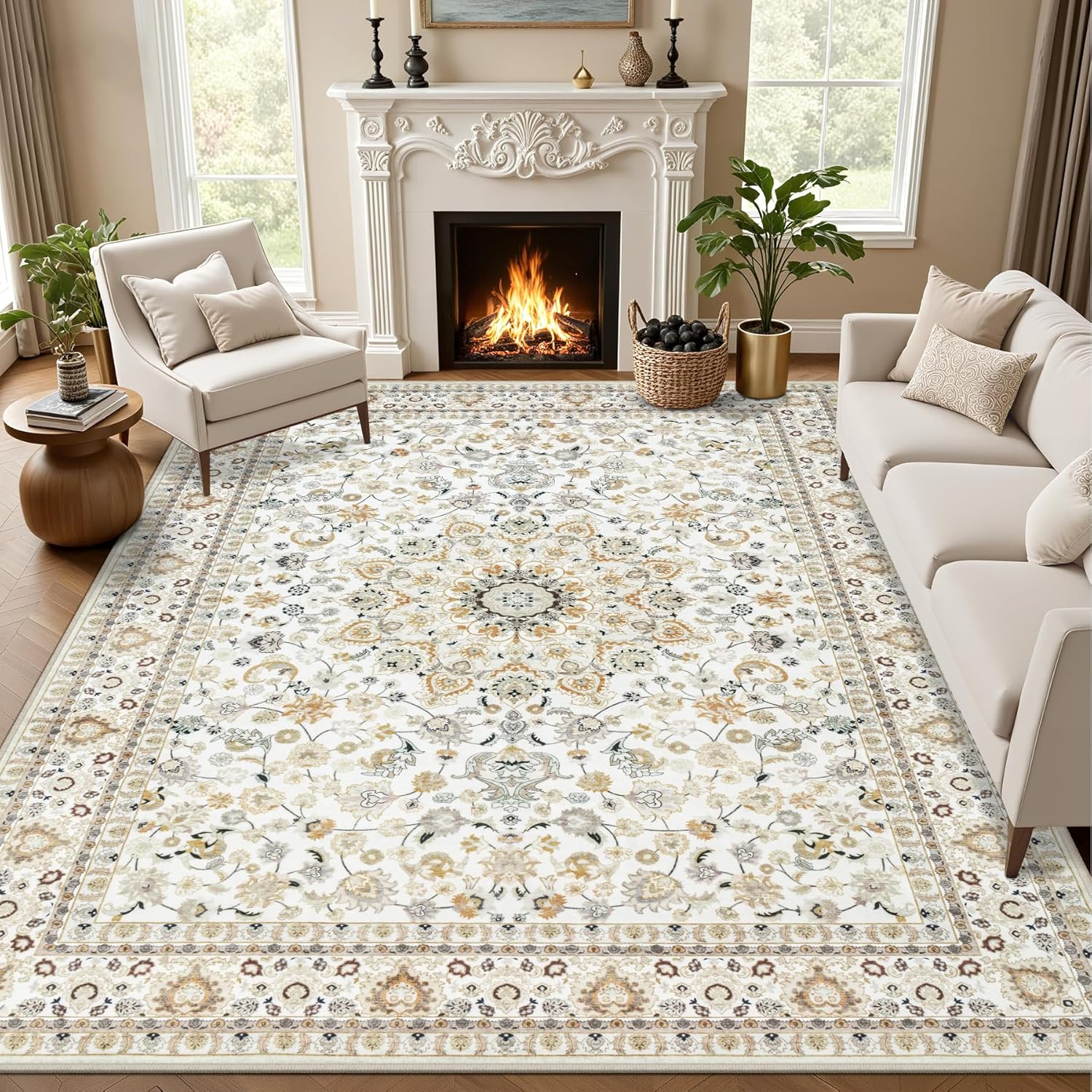 8x10 Area Rugs for Living Room: Washable Rug Soft Vintage Boho Carpet Indoor Floor Non-Slip Stain... | Amazon (US)