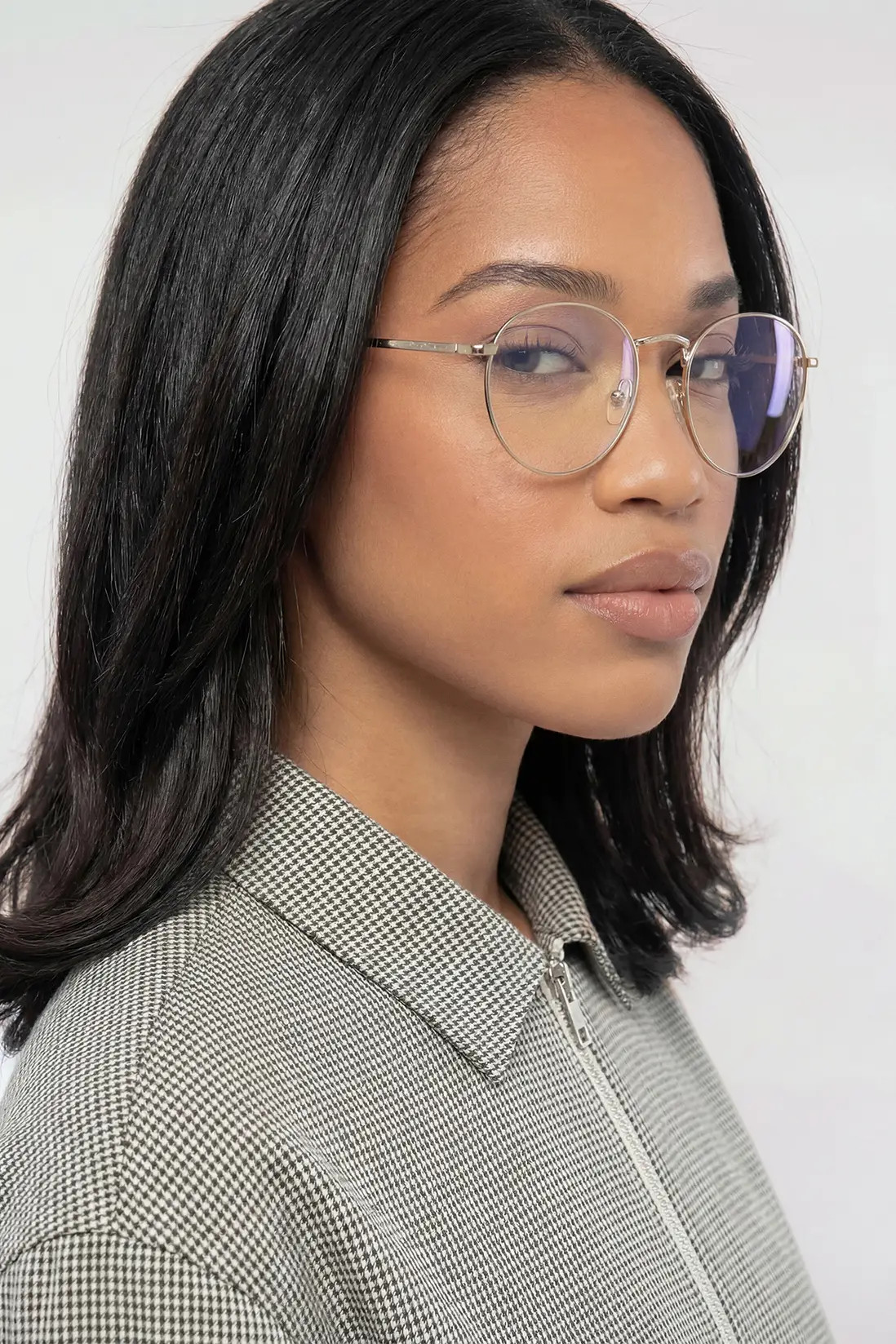Gold Blue Light Gold Framed Round Glasses | Boohoo | Boohoo.com (UK & IE)