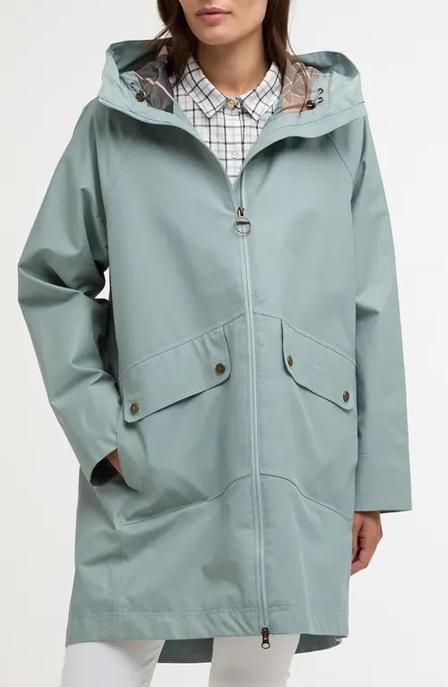 Barbour Heron Waterproof Jacket in Blue Sage/gardenia at Nordstrom, Size 12 | Nordstrom