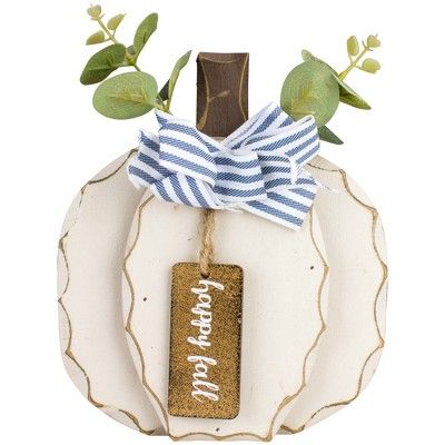 Northlight 9" Beige Happy Fall Wooden Pumpkin Fall Harvest Decoration | Target