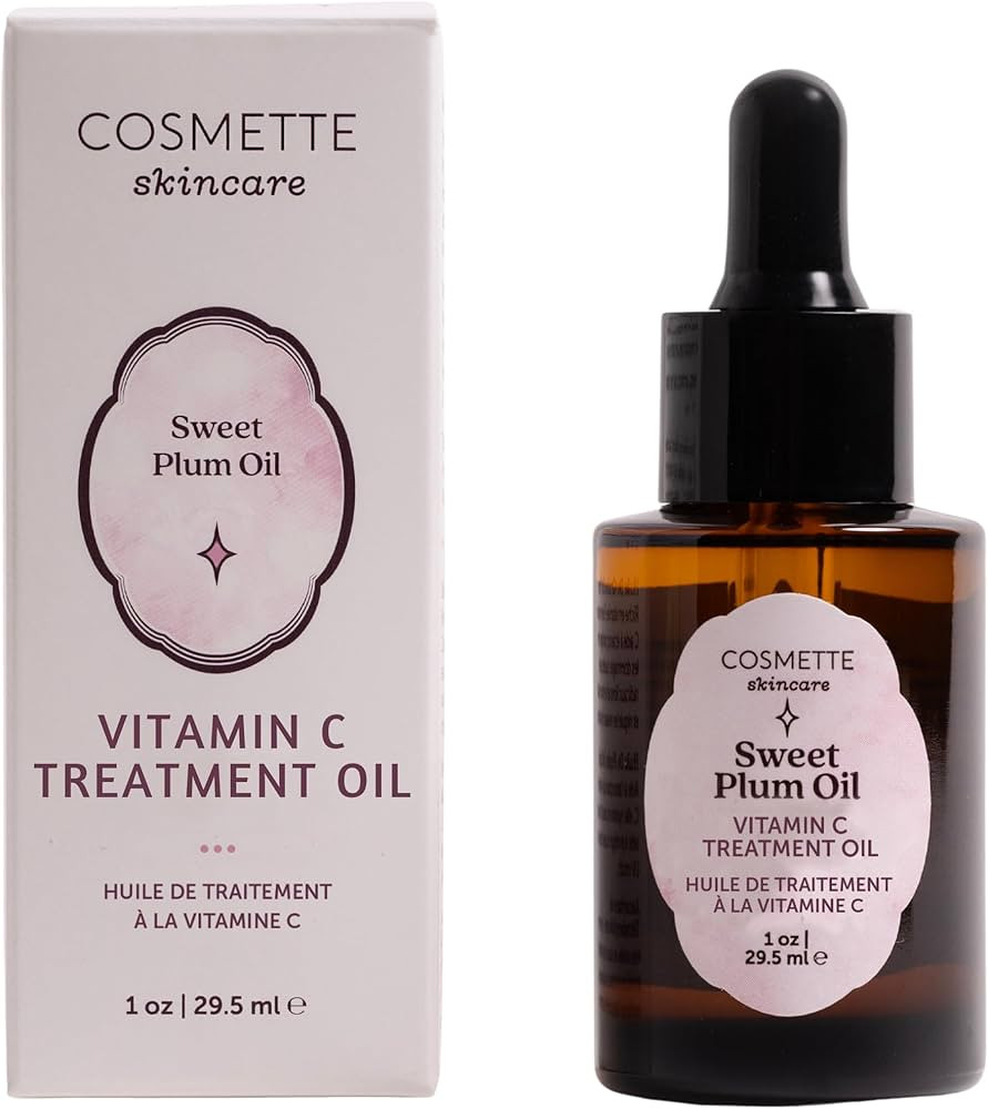Cosmette Sweet Plum Vitamin C Facial Oil With Grape Seed, Almond, Coconut & Castor Oils, Hydratin... | Amazon (US)
