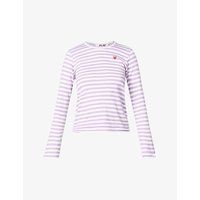 Heart-embroidered striped cotton-jersey top | Selfridges