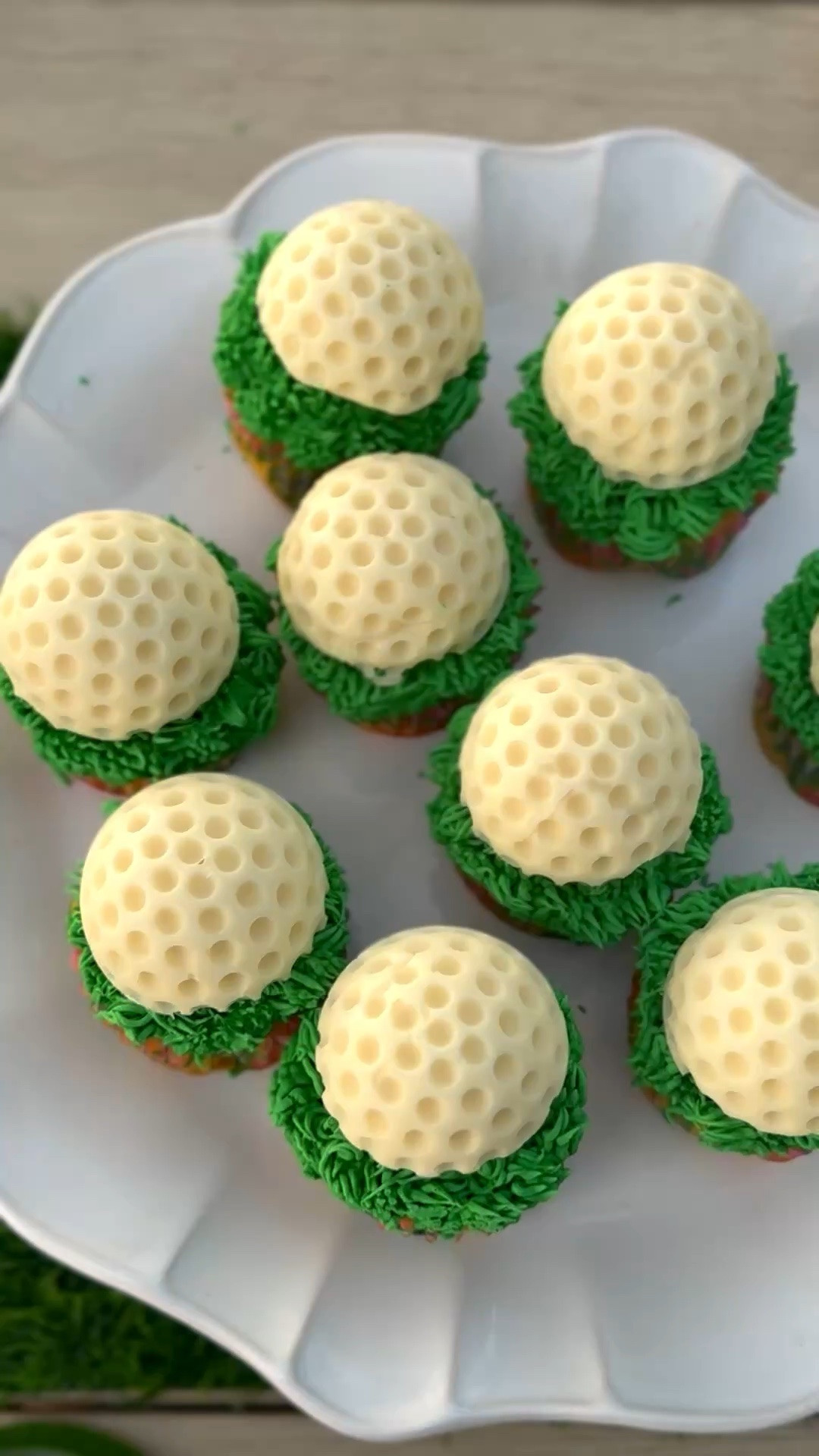 Masters golf tournament cupcakes! I made these golf balls using a golf ball mold and white chocolate candy! They were so easy to make! My mom made cupcakes and made grass using frosting. We then placed the golf balls on top! ⛳️ 

#LTKSeasonal #LTKSaleAlert #LTKHome
