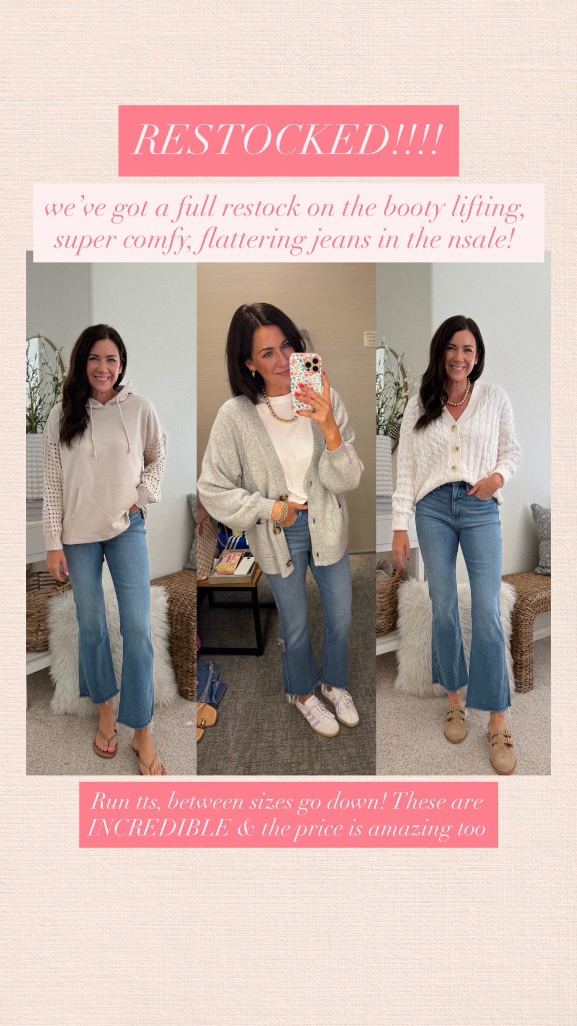 The booty lifting, super comfy & flattering jeans I grabbed at the nsale just fully restocked🥳🙌🏼 they have been gone for weeks. This is a great time to snag them at such an amazing price. They run true size if you’re between sizes I would go down.

#LTKSaleAlert #LTKStyleTip