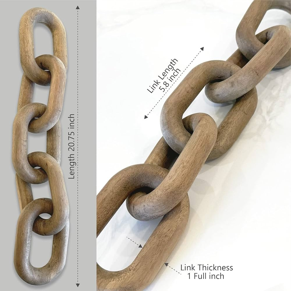 Acacia Wood Chain Link Decor- Natural Decorative Chain Links for Coffee Table Accessories, Book S... | Amazon (US)