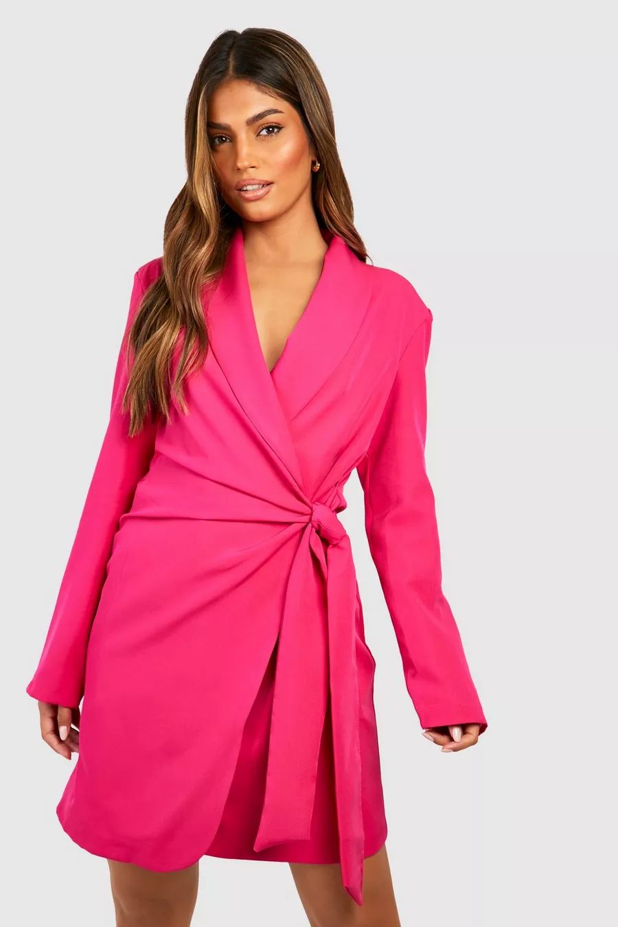 Tie Waist Tailored Blazer Dress | Boohoo.com (US & CA)