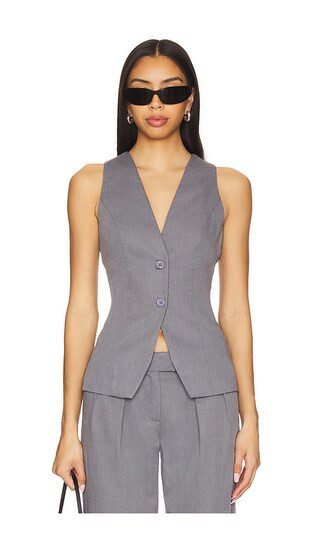 Libbi Open Back Vest in Grey | Revolve Clothing (Global)