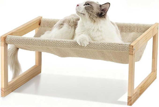 FUKUMARU Dog Bed, Large Breathable Elevated Cat Hammock, Wooden Cat Beds for Outdoor and Indoor, ... | Amazon (US)