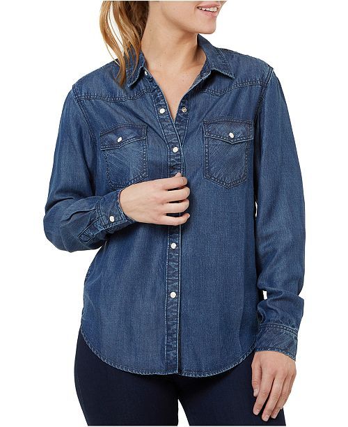 Button-Front Denim Shirt | Macys (US)