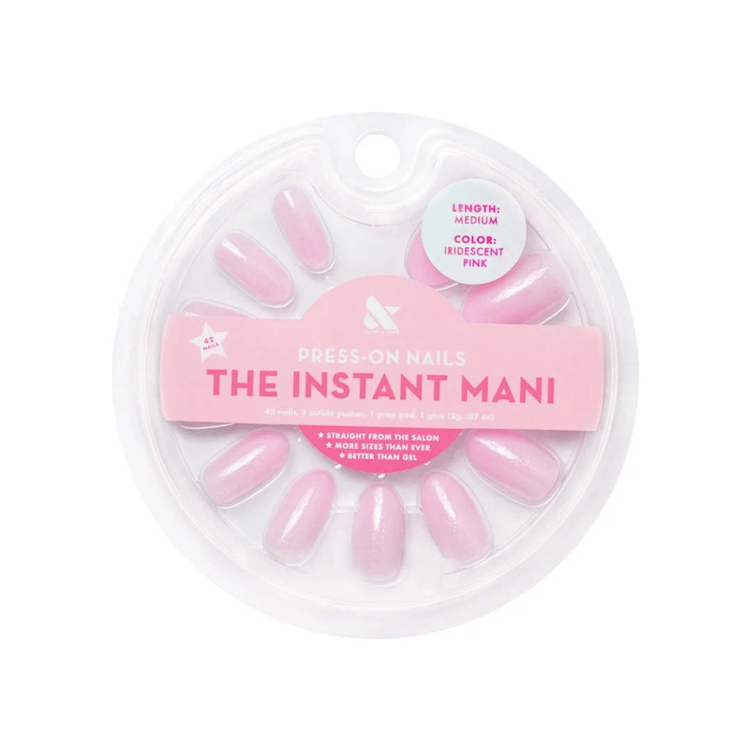 Olive & June Instant Mani Oval Medium Press-On Nails, Pink Iridescent, 42 Pieces | Walmart (US)
