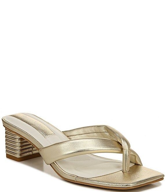 Carmella Metallic Leather Square Toe Thong Dress Sandals | Dillard's