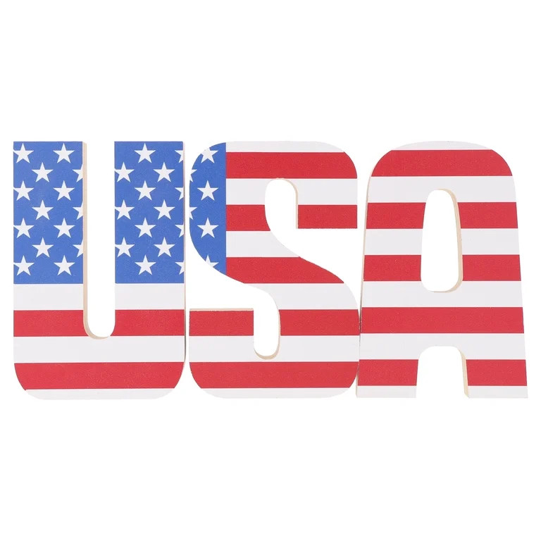 Stars and Stripes USA Wood Tabletop Decoration, Red/White/Blue, 3 Pieces, Patriotic by Way to Cel... | Walmart (US)