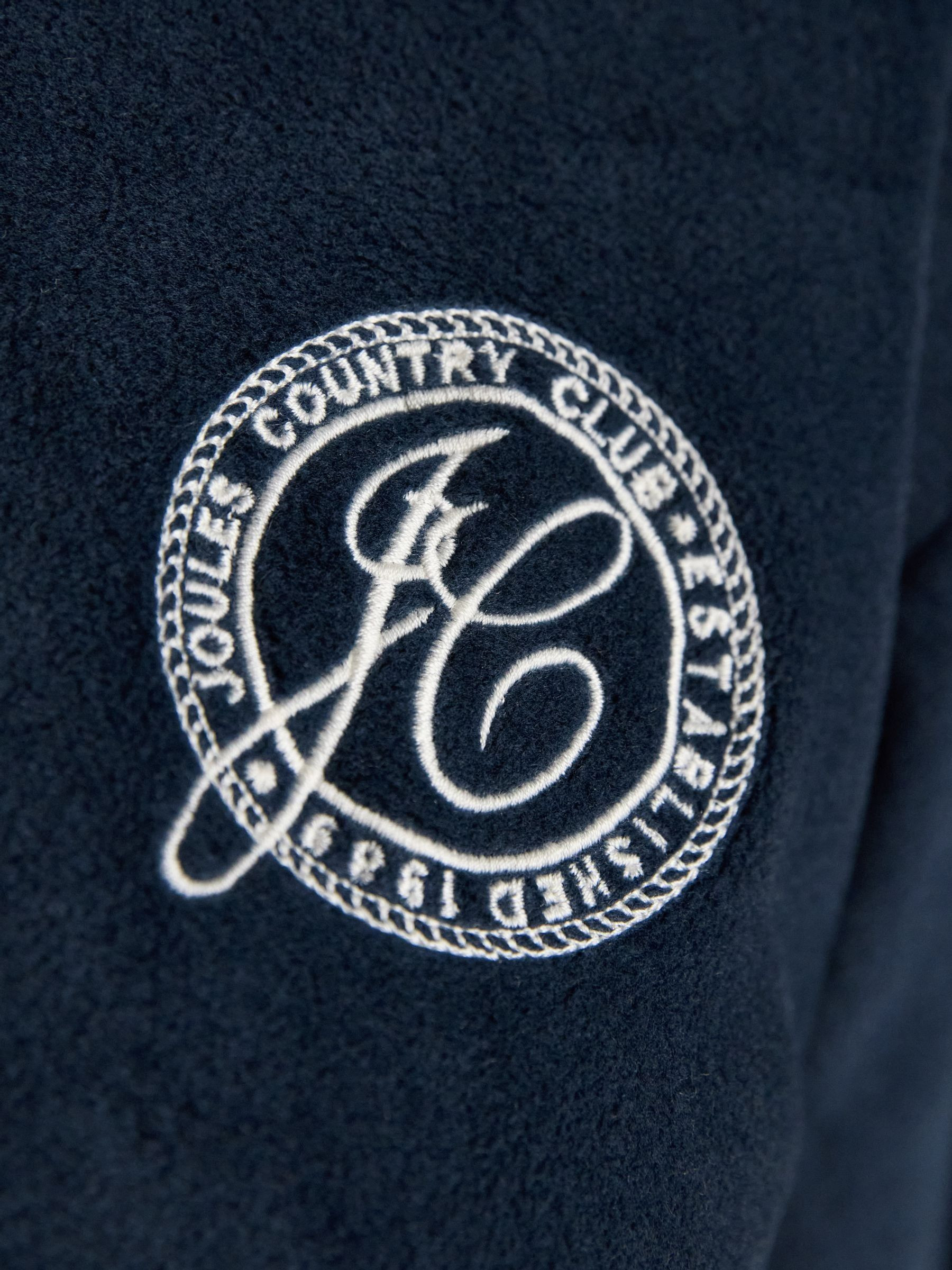 Navy Embroidered Full Zip Funnel Neck Fleece | Joules | Joules