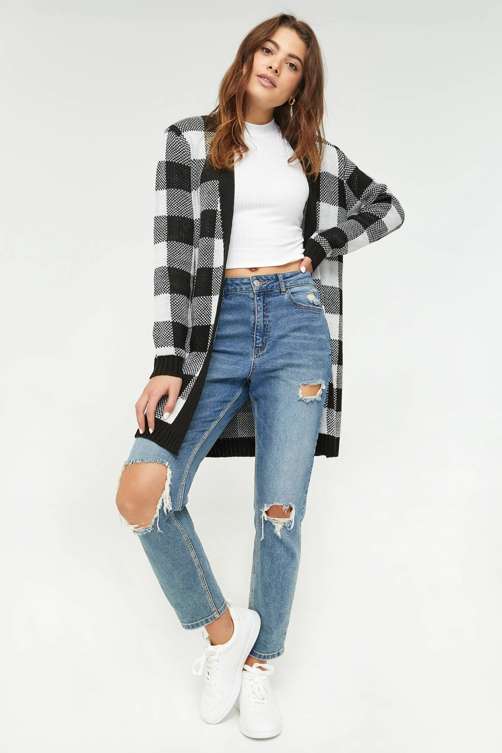 Long Plaid Cardigan | Ardene