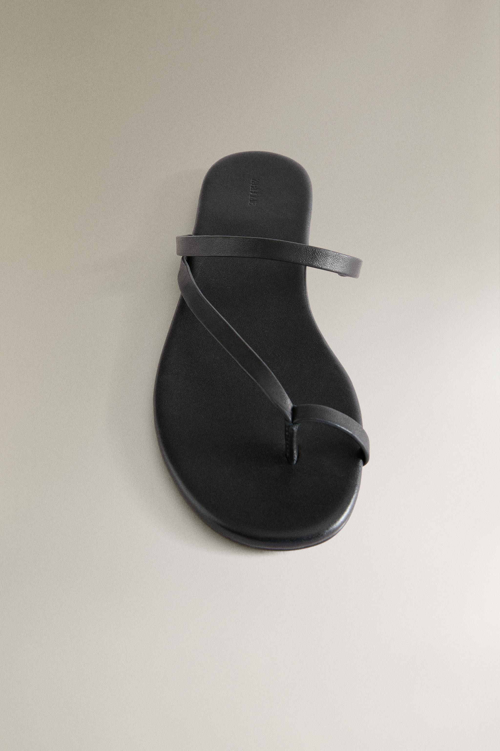 FLAT LEATHER SANDALS | Zara UK