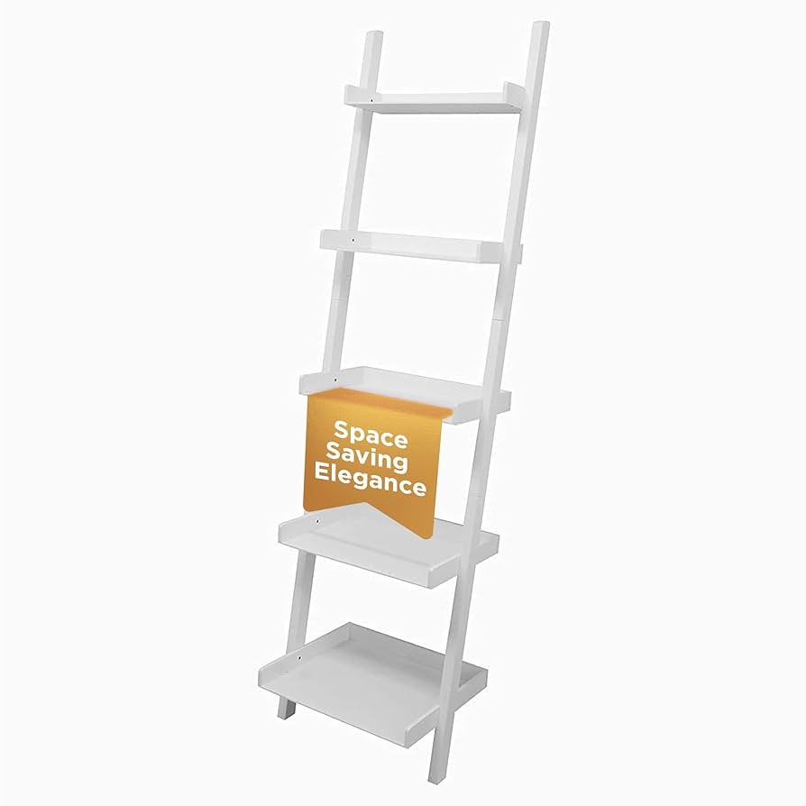 Kiera Grace Providence Hadfield 5 Tier Ladder Shelf, Leaning Bookshelf Storage Rack for Home, Off... | Amazon (US)