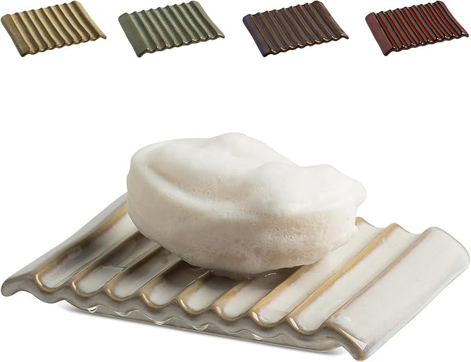Zoeeker Soap Holder, Ceramic Bar Soap Dishes Soap Saver for Bathroom, Shower, Sink, Kitchen, Coun... | Amazon (US)