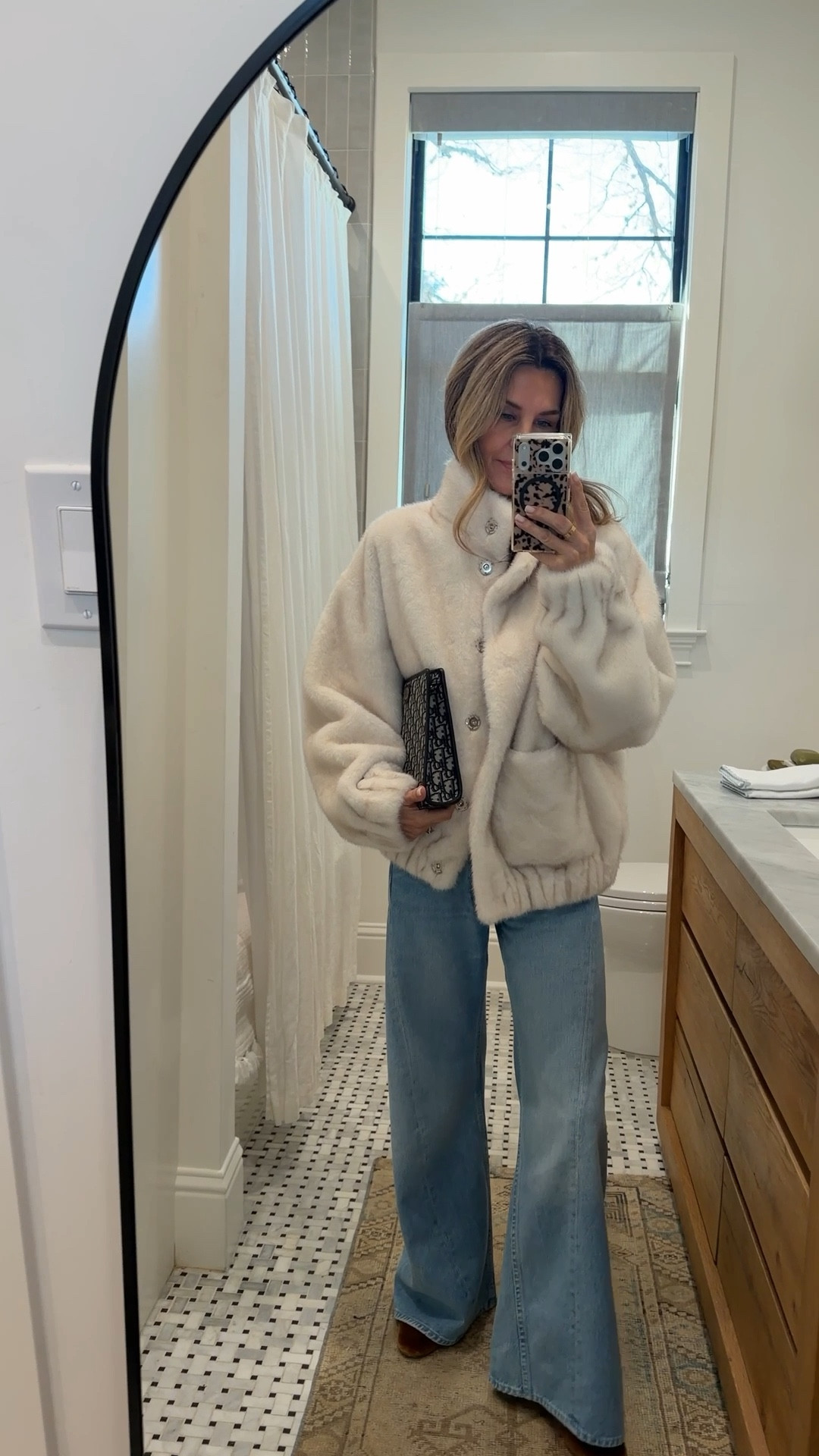 Found my jacket on sale wearing a XS 
-quince sweater sz S
Pants TTS I’m 5’6”
-Madewell necklace is so good!!! 
-Double necklace is handmade in Italy and gorgeous.. 