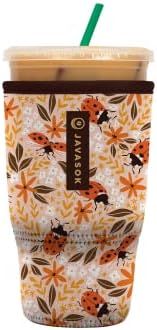 Sok It Java Sok Reusable Neoprene Insulator Sleeve for Iced Coffee Cups (Floral Ladybug, Large: 3... | Amazon (US)