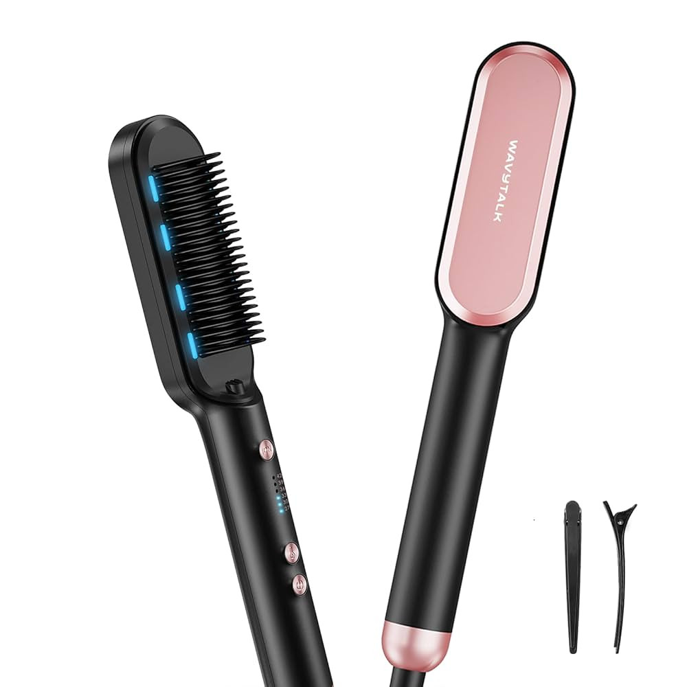 Wavytalk Hair Straightener Brush,Sleek Sweep Ionic Straightening Brush with 6 Temperature Adjust,... | Amazon (US)