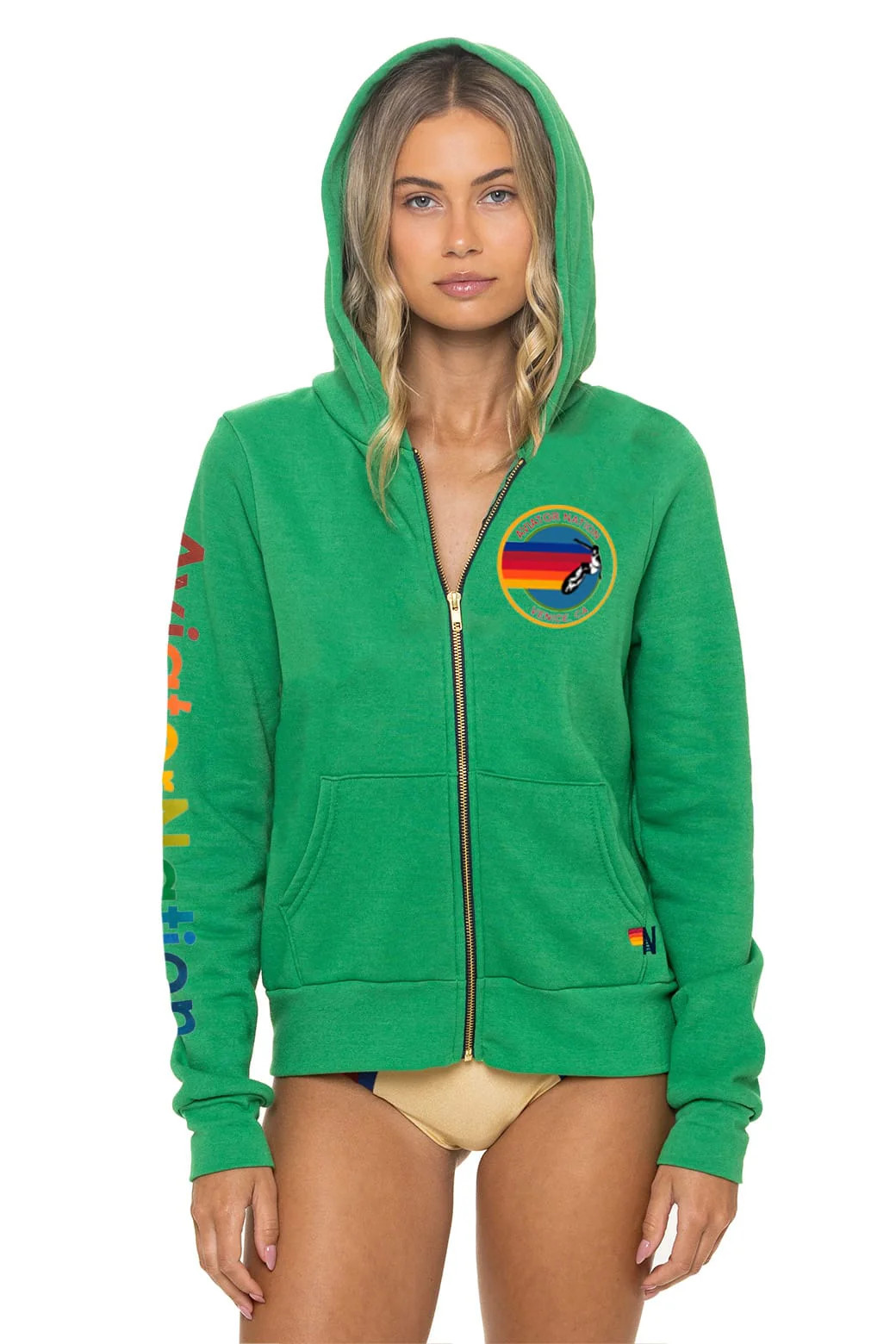 AVIATOR NATION ZIP HOODIE - KELLY GREEN | Aviator Nation