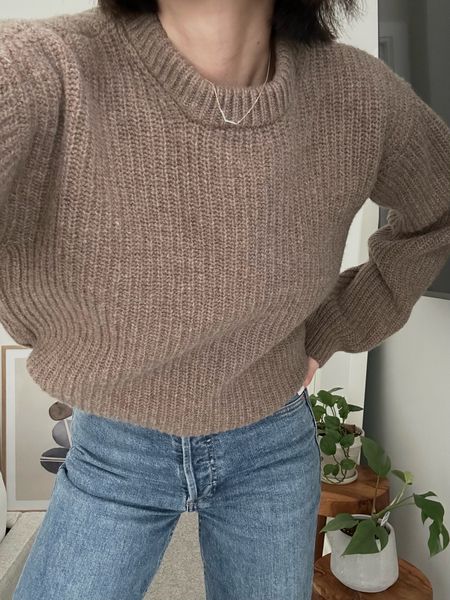 Sweater: Poppy Barley tts. I’m in xs
Jeans: Denim Forum Arlo
Necklace Mejuri