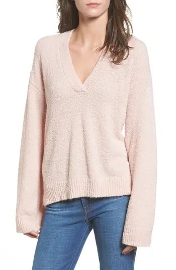 Women's Bp. Boucle V-Neck Sweater, Size Medium - Pink | Nordstrom