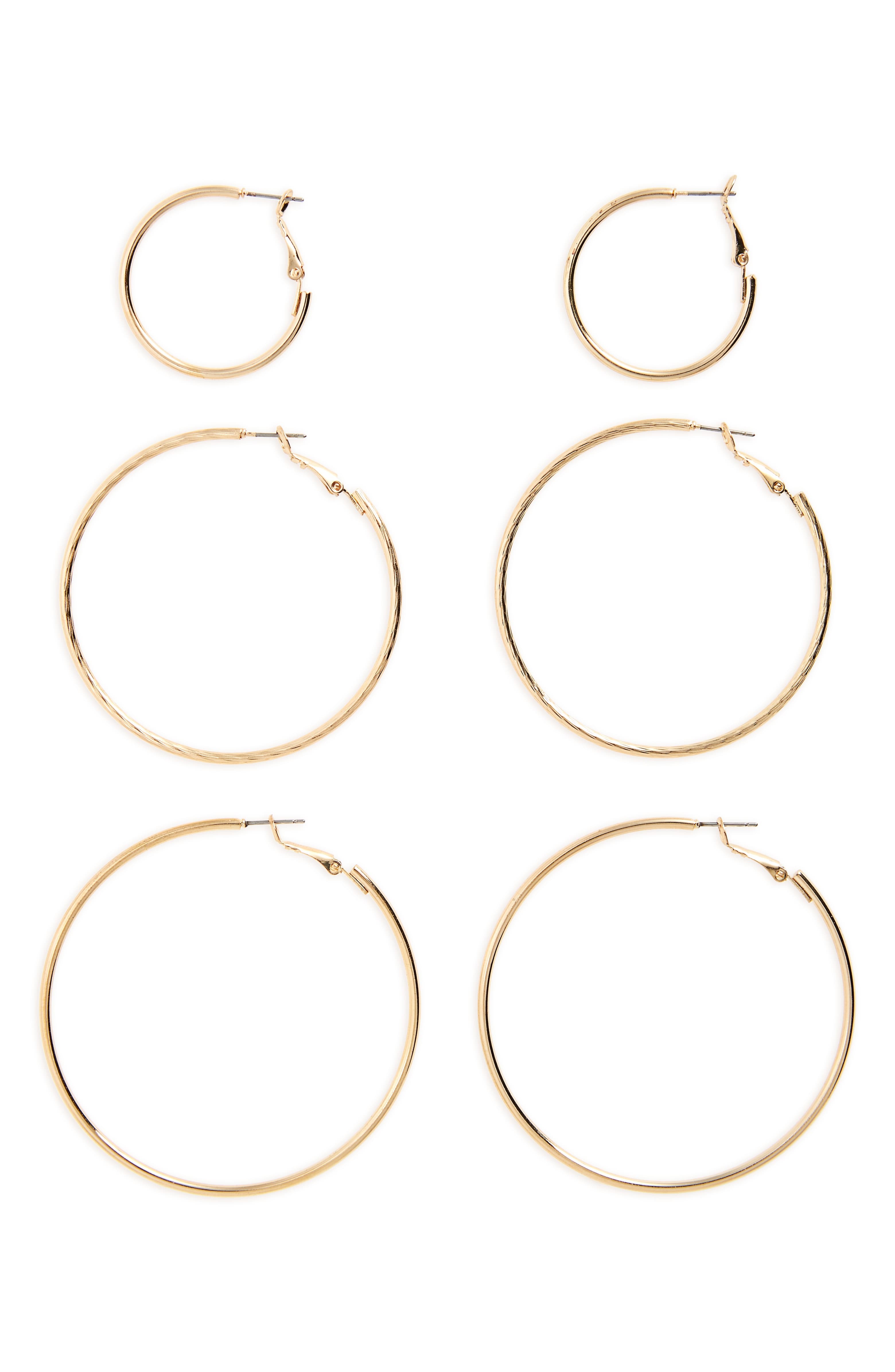3-Pack Hoop Earrings | Nordstrom