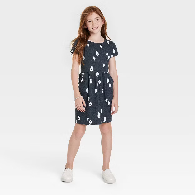 Girls' Halloween Printed Short Sleeve Dress - Cat & Jack™ | Target