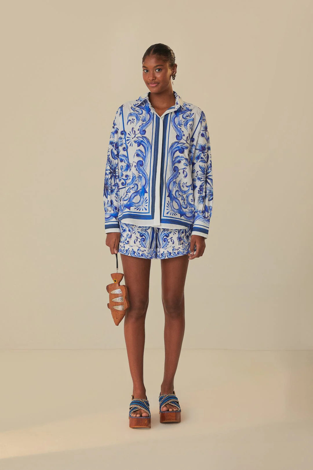 Garden Tiles Plaid Shorts | FarmRio (US)