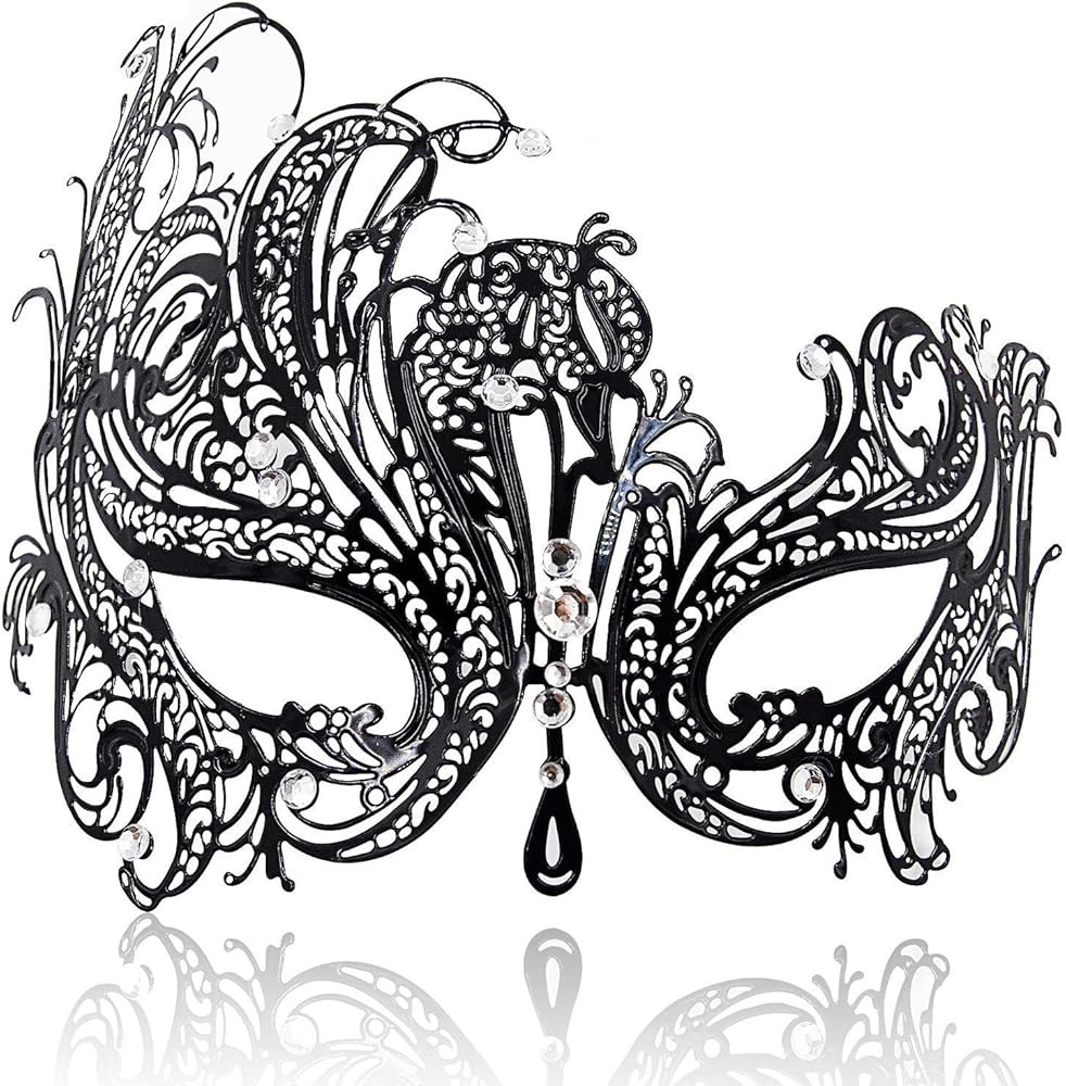 FaceWood Masquerade Mask for Women Ultralight Metal Mask Shiny Metal Rhinestone Venetian Pretty P... | Amazon (US)