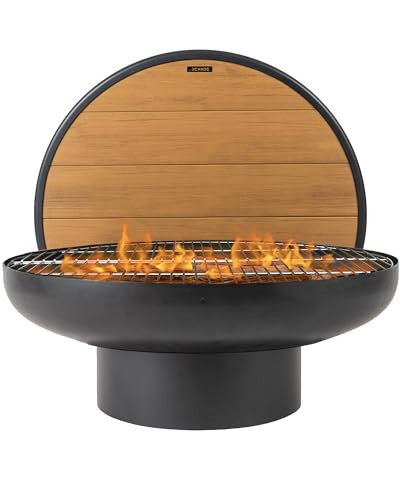 DENKOE 32 Inch Round Fire Pit Table with Fire Pit Grill, Extra Thick, Heavy Duty Fire Bowl, Deep Outdoor Firepit, Wood Burning Firepits for Outside Patio, Backyard Fire Pits, Large BBQ Pit | Amazon (US)