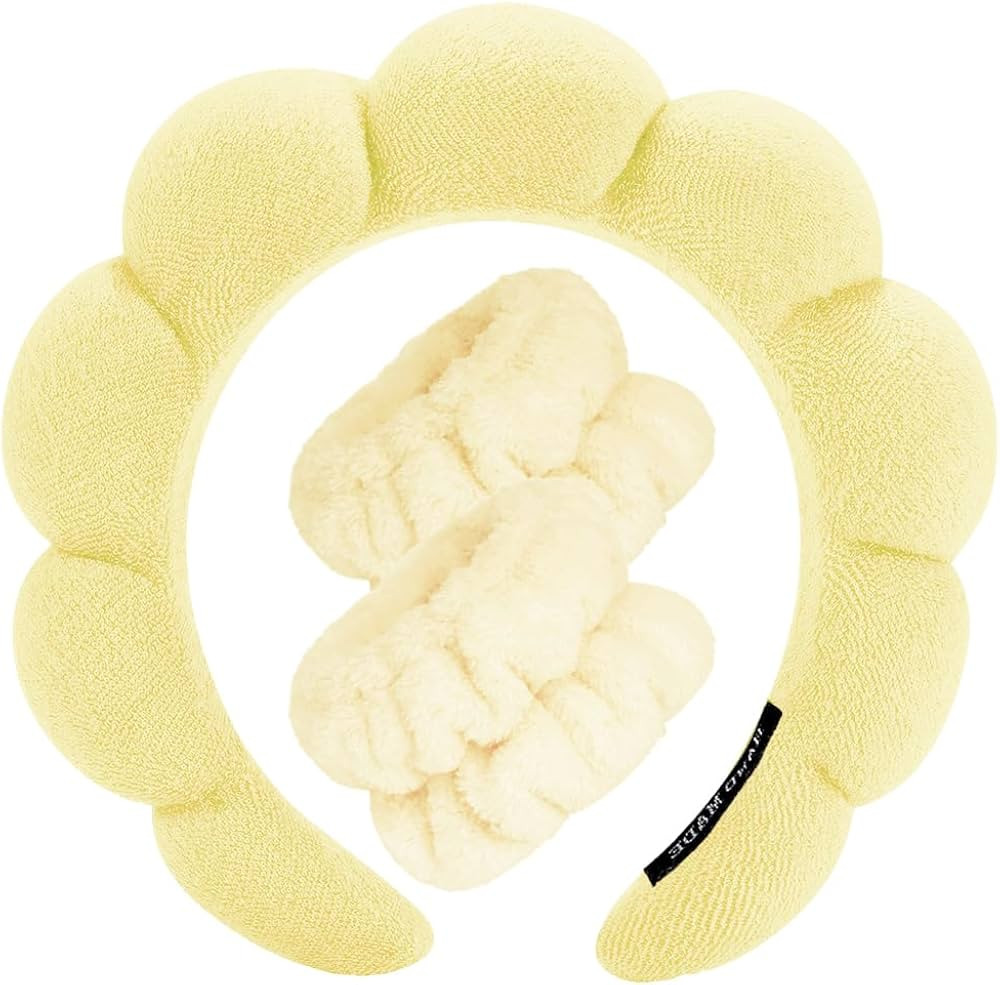 Spa Headbands for Washing Face Wristband Set Sponge Makeup Skincare Headband Wrist Towels Bubble ... | Amazon (US)