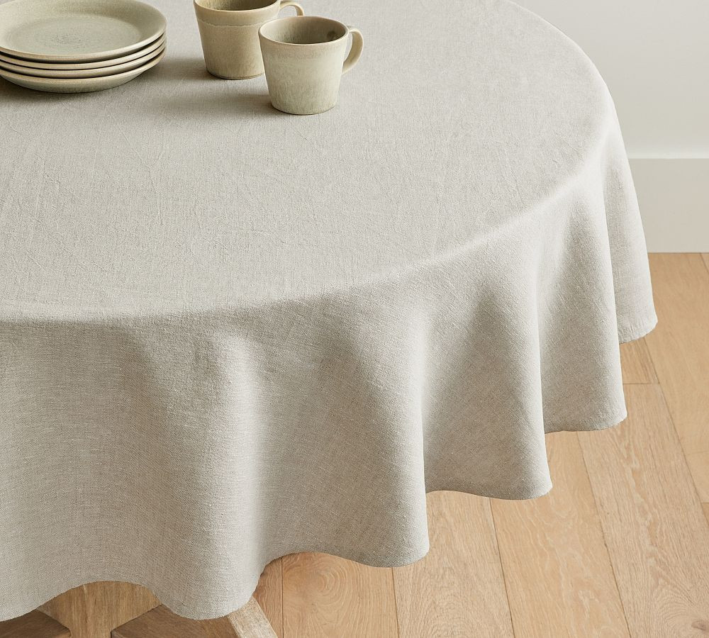 Mason Round Linen Tablecloth | Pottery Barn (US)