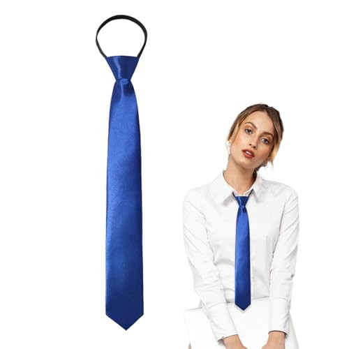Luckyvestir Womens Tie, Pre Tied Black/Red Ties for Women Adjustable Zipper Womens Necktie (royal blue) | Amazon (US)